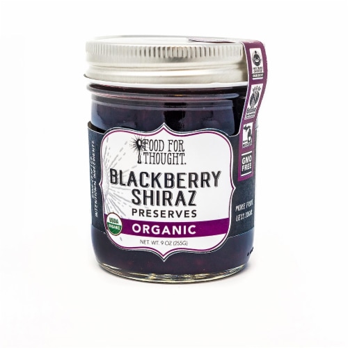 Blackberry Shiraz Preserves; Organic, All Natural, GMO Free, Gluten Free, Fair Trade Perspective: front