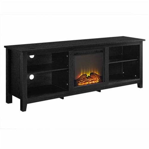 Black tv stand with deals fireplace 70 inch