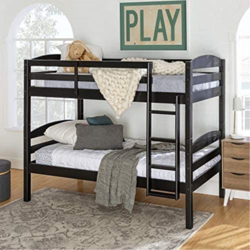 Walker Edison Twin over Twin Wood Bunk Bed in Black 1 Harris Teeter
