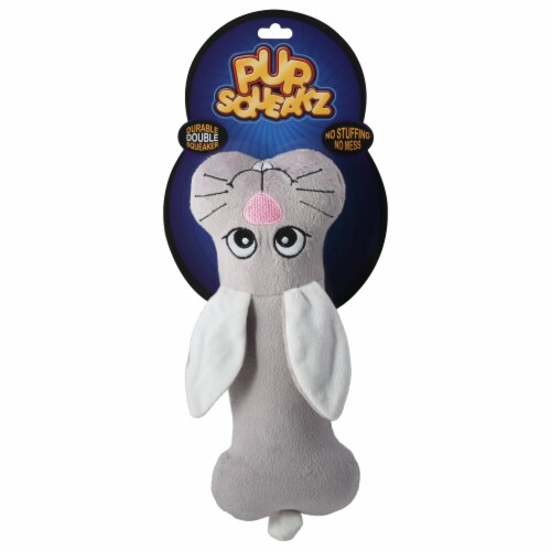 Pup Squeakz Durable Double Squeaker Rabbit Dog Toy Perspective: front