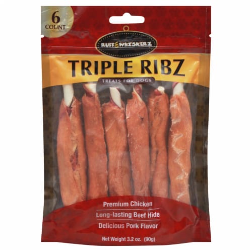 Ruff & Whiskerz Triple Ribz Dog Treats Perspective: front