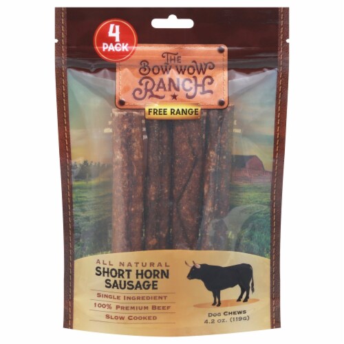 Bow Wow Pet Ranch Short Horn Sausage Dog Chews Perspective: front