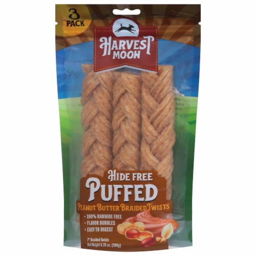 Harvest Moon Peanut Butter Braided Puffed Twists Perspective: front