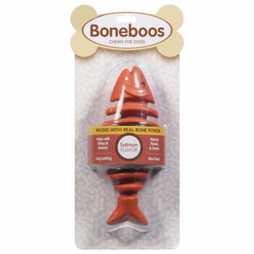 Boneboos Salmon Flavor Bone Chew Perspective: front