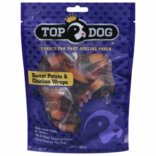 Top Dog Sweet Potato & Chicken Wrap Treats Perspective: front