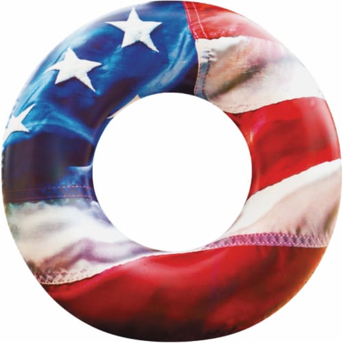 PoolCandy™ Stars and Stripes Inflatable Beach and Pool Tube - Red/White/Blue Perspective: front