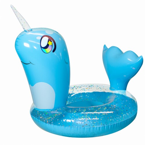 PoolCandy Narwhal Glitter Filled Pool Tube Perspective: front