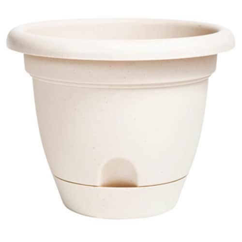 Bloem 256722 6 in. Lucca Pebble Stone Plastic Planter Perspective: front