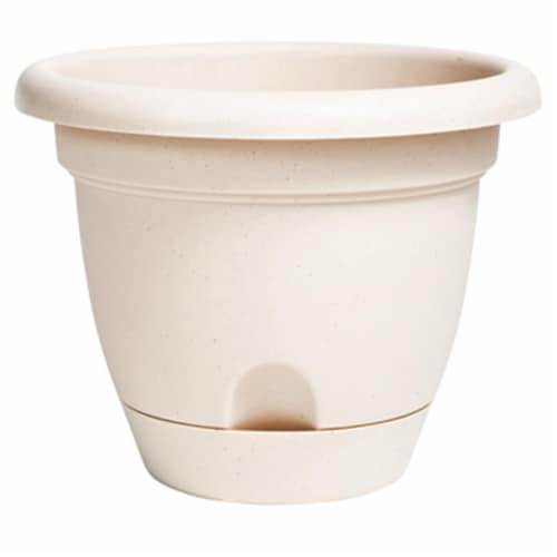 Bloem 256723 8 in. Lucca Pebble Stone Plastic Planter Perspective: front