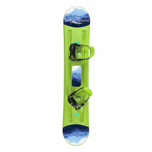 Lucky Bums 95cm Youth Kids Plastic Snowboard with Adjustable Bindings, Green Perspective: front