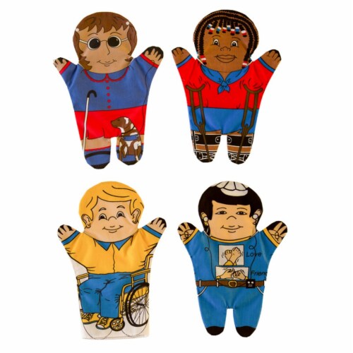 Dexter Educational Toys DEX830M Special Needs 4 Piece Puppet Set - Multicultural Perspective: front