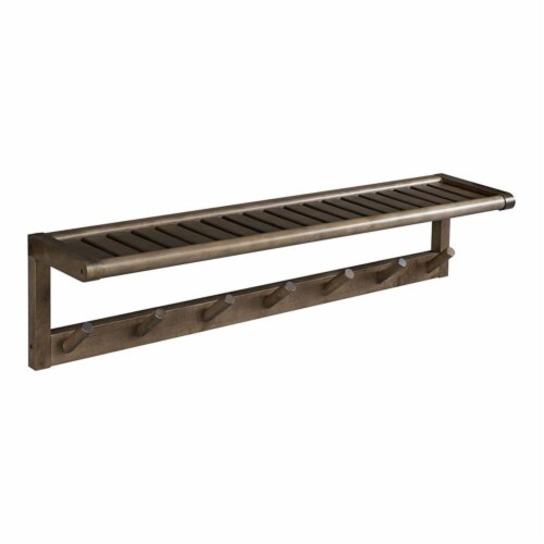 New Ridge Home Goods Abingdon Wood Large Peg Coat Rack with Shelf in Chestnut 1 Fred Meyer