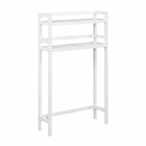 Newridge Home Solid Wood Dunnsville 2-Tier Space Saver For Bathroom Extra Storage, White Perspective: front