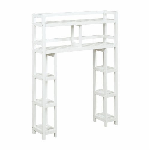 Newridge Home Solid Wood Dunnsville 2-Tier Space Saver With Side Storage For Your Bathroom Perspective: front