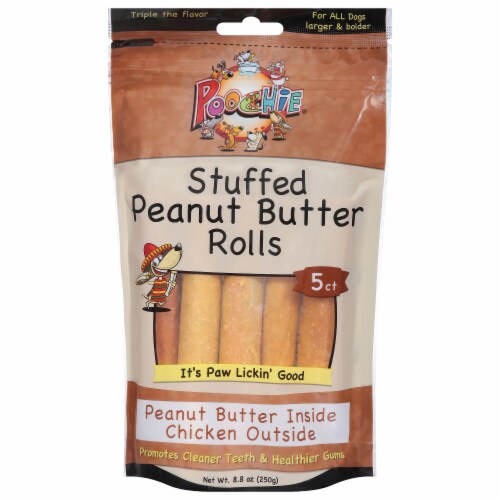 Poochie® Stuffed Peanut Butter Rolls Perspective: front