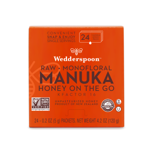 Wedderspoon Raw Monofloral Manuka Honey On The Go Packs Perspective: front