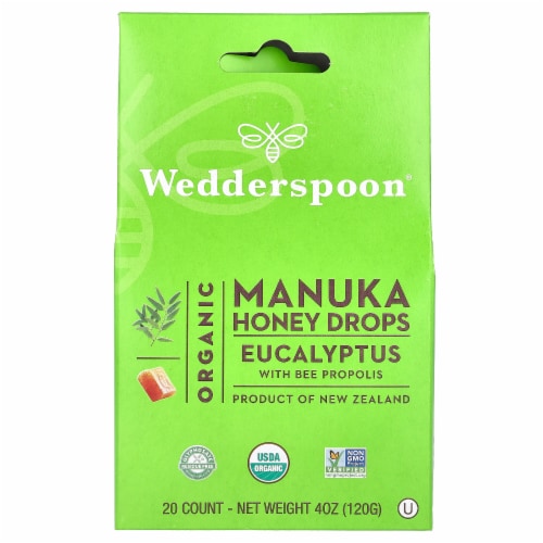 Wedderspoon™ Organic Eucalyptus Manuka Honey Drops Perspective: front