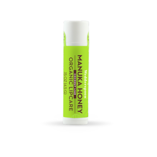 Wedderspoon Organic Lipcare Coconut Lime with Manuka Honey Lip Balm Perspective: front