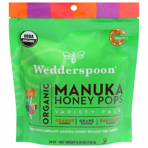 Wedderspoon™ Organic Manuka Honey Pops Variety Flavor Pack Perspective: front