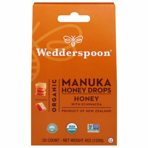 Wedderspoon® Organic Manuka Honey Drops Perspective: front
