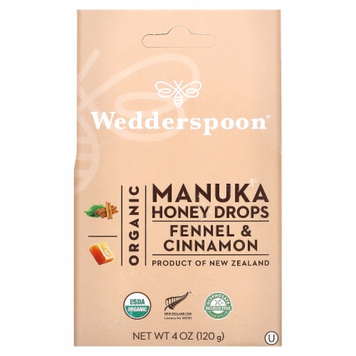 Wedderspoon™ Organic Manuka Fennel Cinnamon Honey Drops Perspective: front