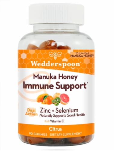 Wedderspoon® Citrus Manuka Honey Immunity Gummies Perspective: front