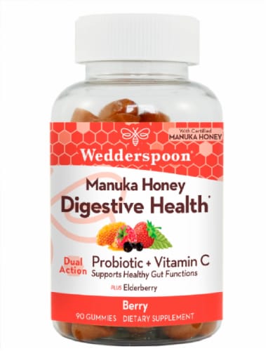 Wedderspoon® Manuka Honey Berry Flavored Digestive Gummies Perspective: front
