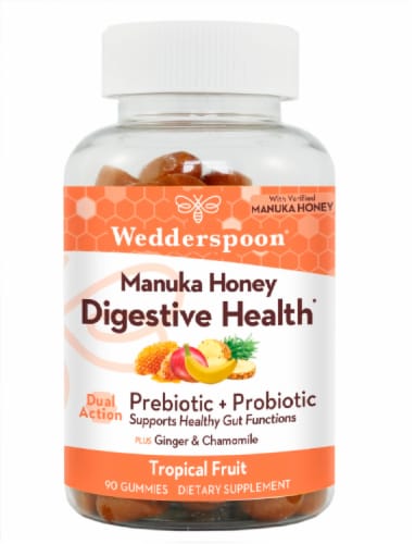 Wedderspoon® Manuka Honey Tropical Flavored Digestive Gummies Perspective: front