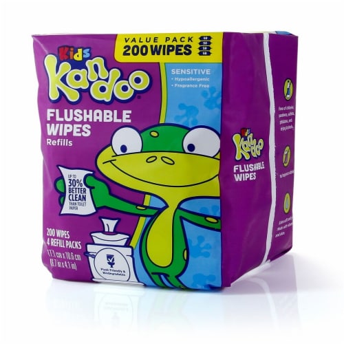 Kids Kandoo® Flushable Sensitive Cleansing Wipes Refill Packs Perspective: front