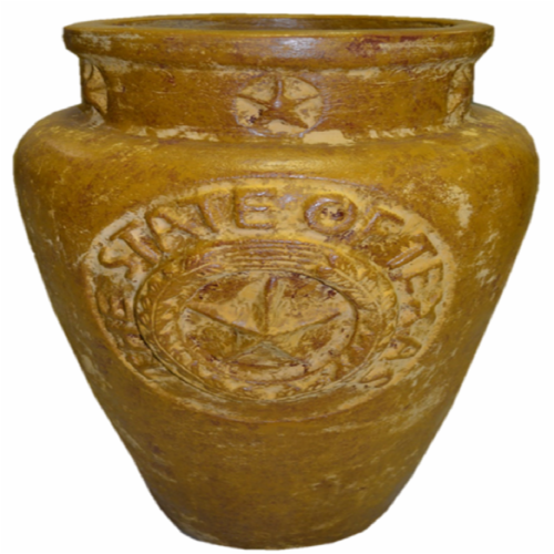 Blue Orange Pottery Jarron Texas Planter Perspective: front