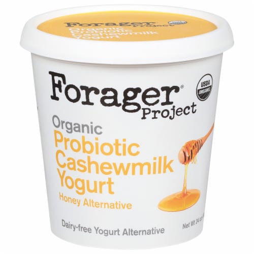 Forager Project® Vegan Honey Organic Probiotic Dairy Free Cashew Milk Yogurt Tub Perspective: front