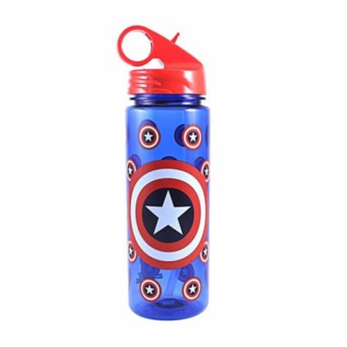 Silver Buffalo 230869 600 ml Captain America Water Bottle, Blue Perspective: front