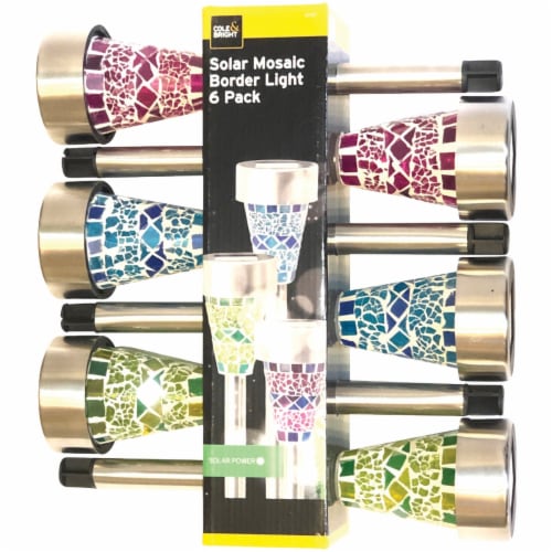 Cole & Bright Stainless Steel Mosaic Solar Border Light (6-Pack) 6747 Perspective: front