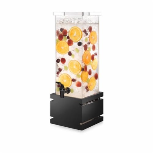 Rosseto Serving Solutions Beverage Dispenser, 2 Gal Square with Black Gloss Bamboo Base Perspective: front