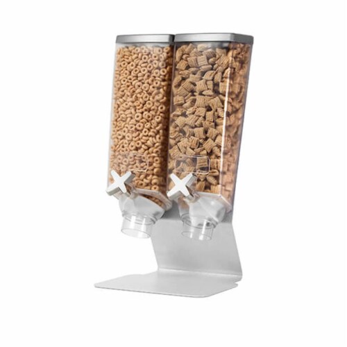 Rosseto Pro Two Container Table Top Dispenser with Silver Metal Stand, 1 gal Perspective: front