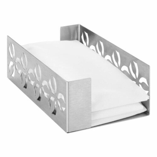 Rosseto SM261 Iris Large Napkin Holder, Stamped Brushed Stainless Steel Perspective: front