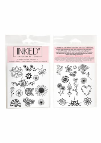 Inked By Dani Floral Temporary Tattoo Sheet Perspective: front