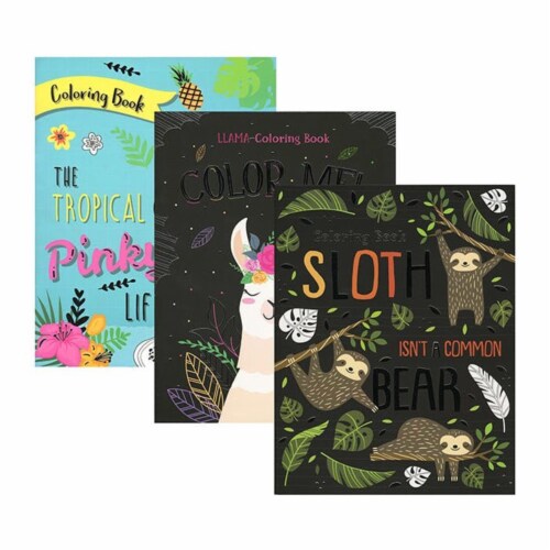 James Paul Products Sloth Llama Flamingo Foil Coloring Books Perspective: front
