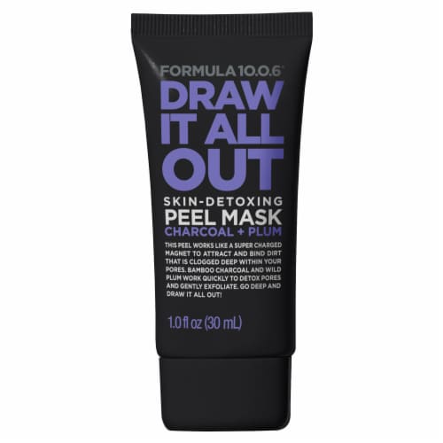 Formula 10.0.6 Draw It All Out Charcoal & Plum Peel Mask Perspective: front