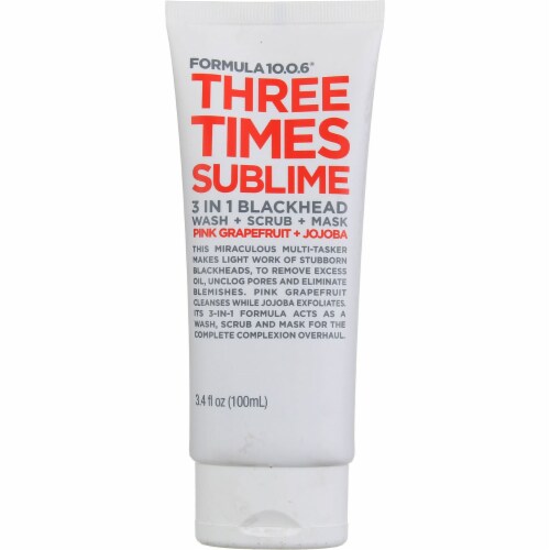 Formula 10.0.6 Pink Grapefruit & Jojoba Three Times Sublime 3-in-1 Blackhead Cleanser Mask Perspective: front