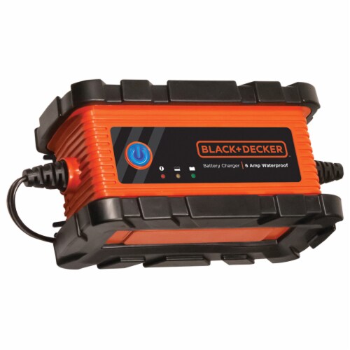 BLACK + DECKER 6-Amp Waterproof Battery Charger - Orange/Black, 1