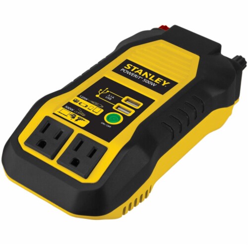 Stanley® 500-Watt Power Inverter with Dual USB Ports - Black/Yellow Perspective: front