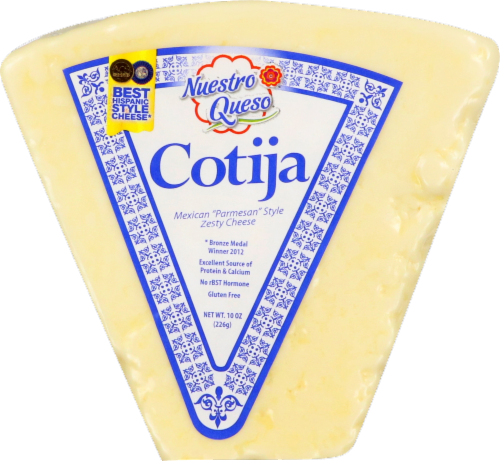 Nuestro Queso Cotija Mexican Parmesan Style Zesty Cheese Perspective: front