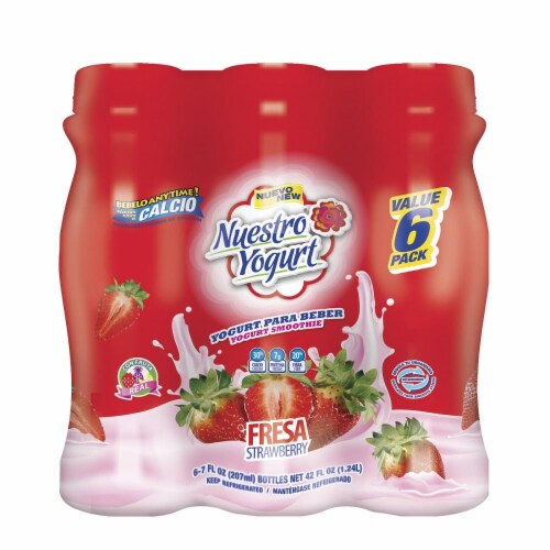 Nuestro Fresa Strawberry Yogurt Smoothie 6 Bottles 7 Fl Oz Fry S Food Stores