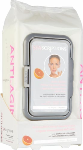 Spascriptions Grapefruit Anti-Aging Makeup Cleansing Wipes Perspective: front