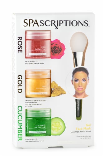 Spascriptions Gold Rose & Cucumber Gel Face Masks with Applicator Perspective: front