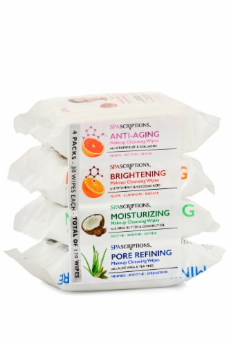 Spascriptions Assorted Makeup Cleansing Wipes Perspective: front