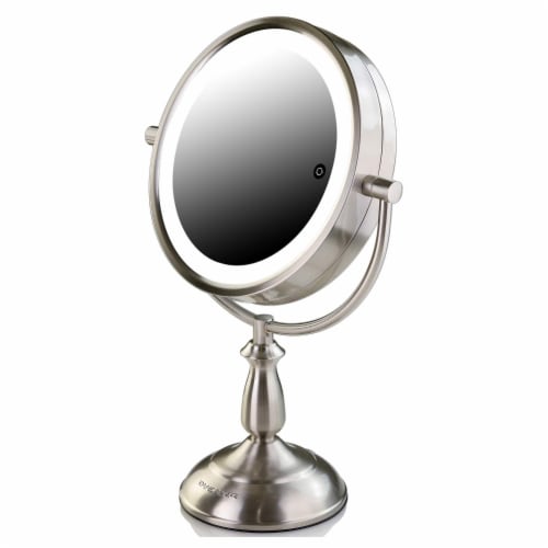 Ovente Lighted Standing Vanity Makeup Mirror with LED Lights - Brushed Nickel Perspective: front