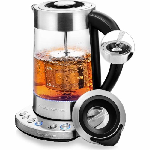 Ovente Electric Tea Maker Glass Kettle with ProntoFill Technology
