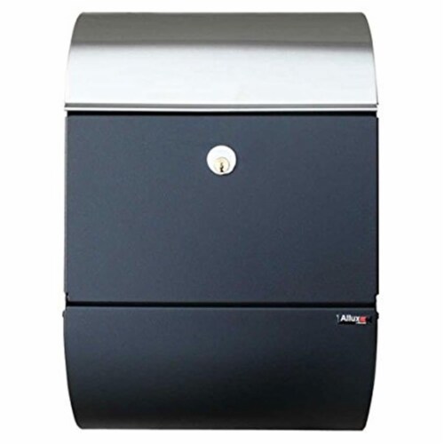 Allux 500 Galvanized Steel Wall Mounted Locking Mail & Parcel Box Black